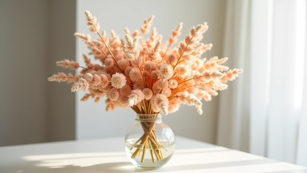 Dried flowers in clear glass vase